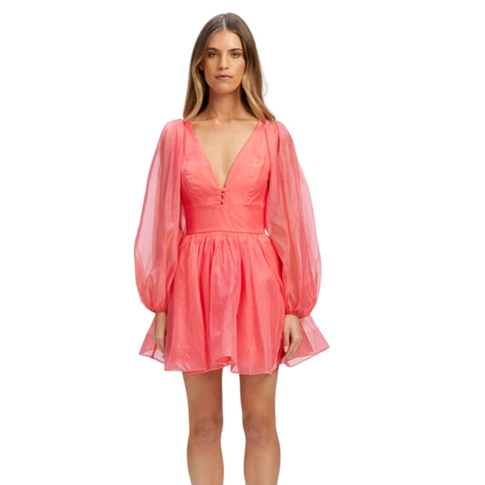 Nwt Bardot Coral Organza Eva Dress